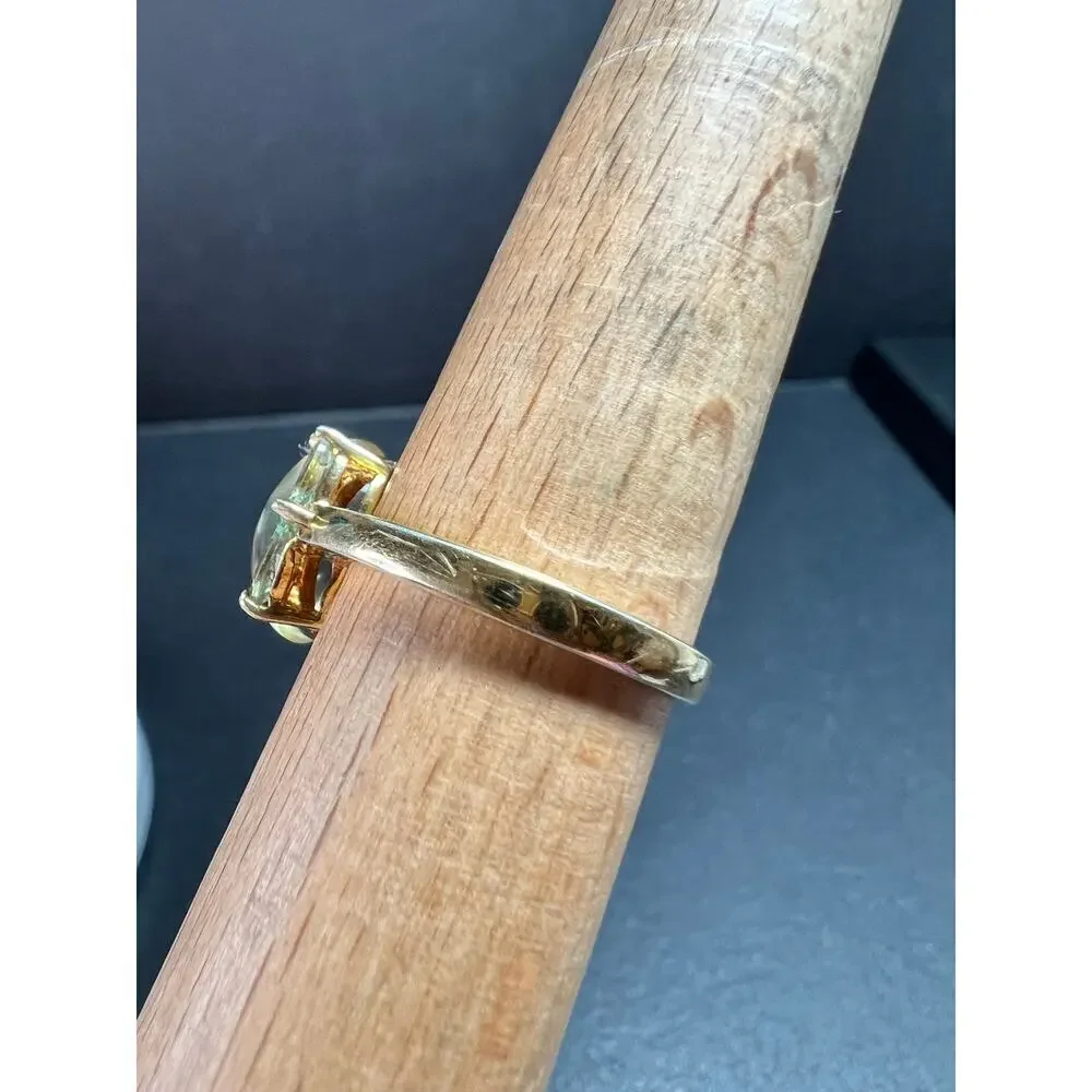 Champagne Quartz & Apatite Vermeil Ring Size 9